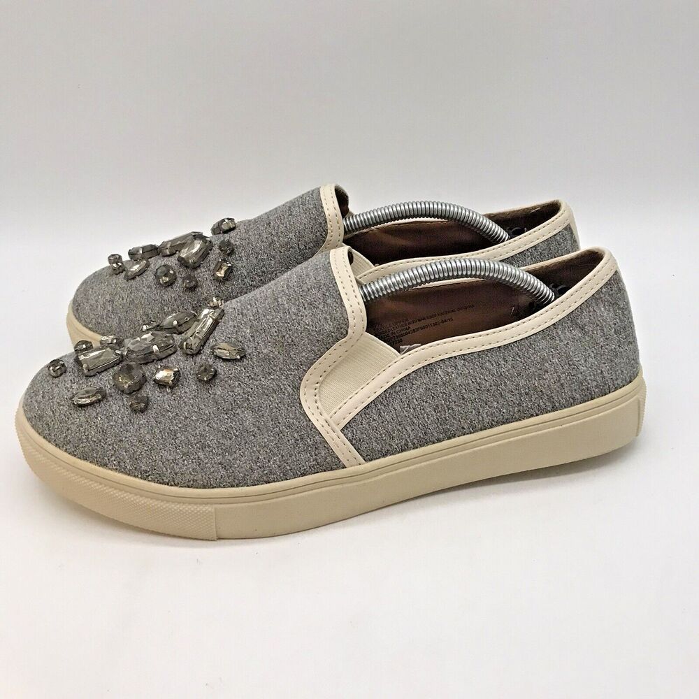 Mossimo Jeweled Sneakers Women's 9.5 Slip On Shoes Heather Gray Embellished Shoe